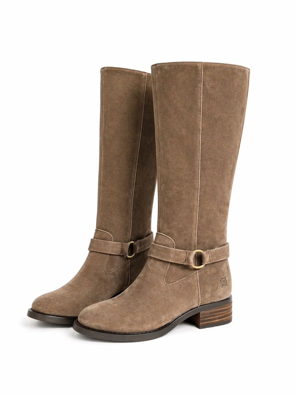 Born Leather Knee High‎ Riding Boots Brown Taupe Buckle Size 9 Comfort Classic